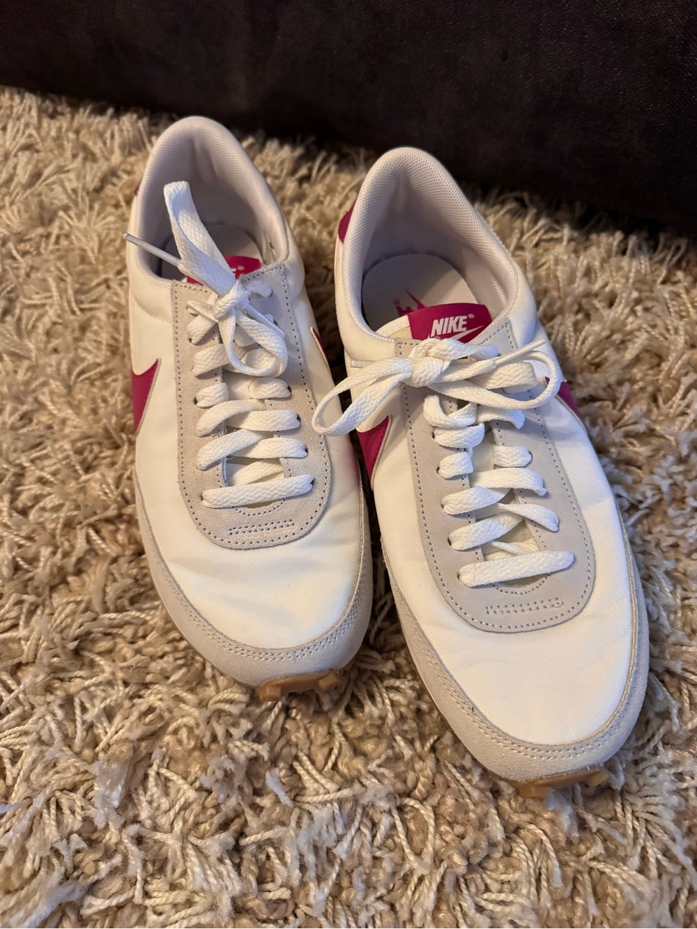 Nike White Sneakers with Pink Swoosh and Accents - Picture 2 of 7